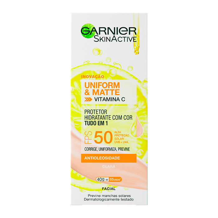 Garnier Skinactive Uniform&Matte Protetor Hidratante Tudo Em 1 Com Cor Clara Fps 50